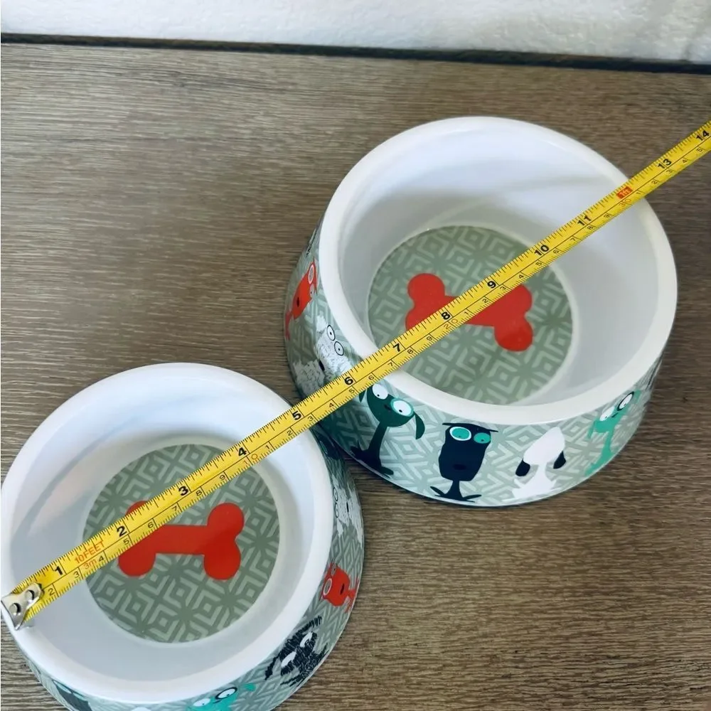 Whimsical Dog Pet Feeder Water Bowls 2-pc Set